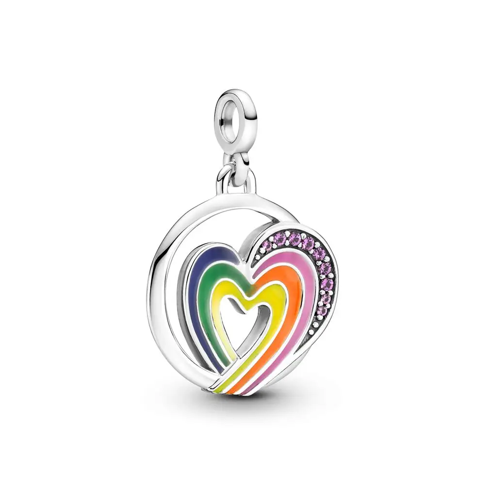 925 Sterling Silver Bead Rainbow Sun Elements Medallion Charm Fit Pandora Women Me Series Bracelet Necklace Gift DIY Jewelry