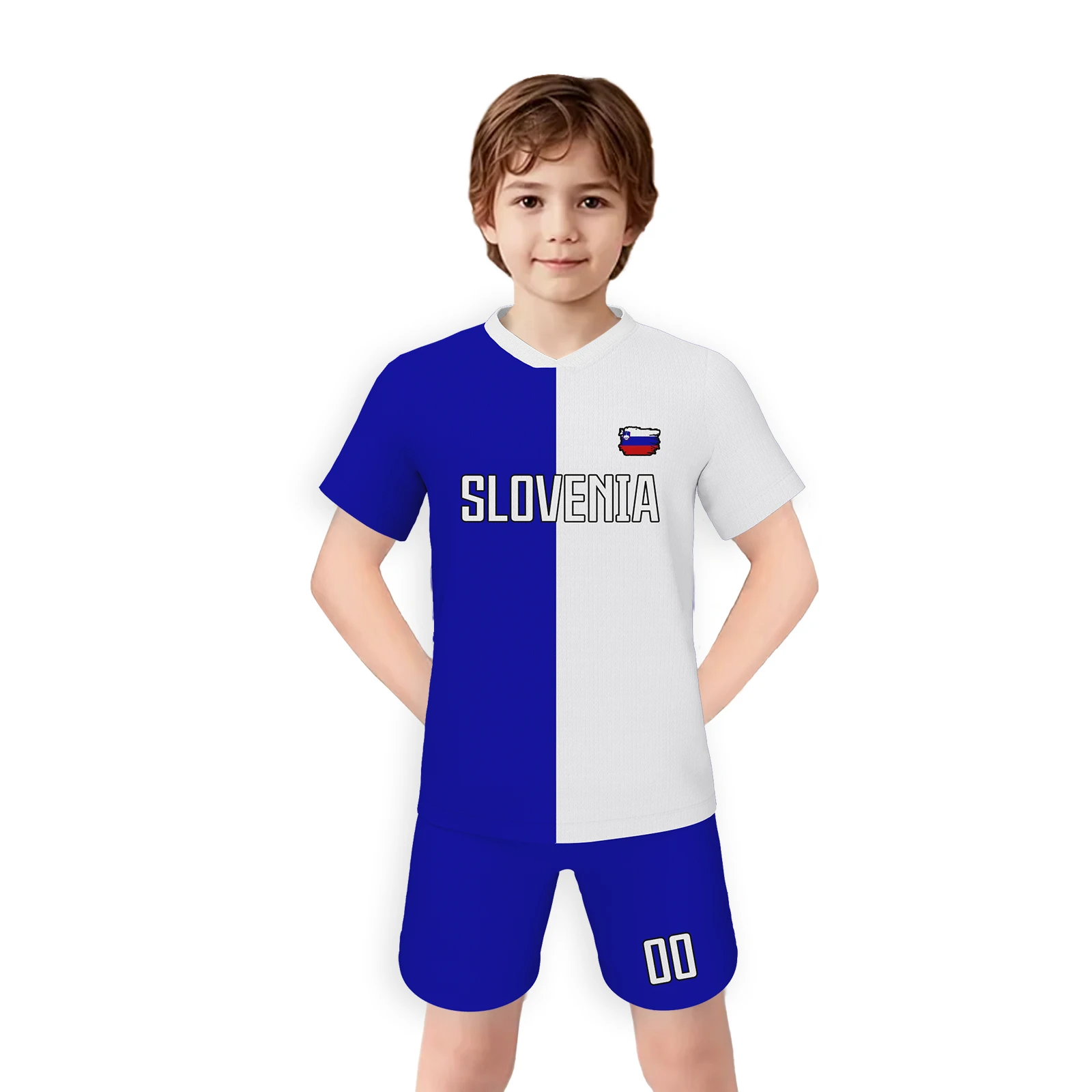 

Custom Slovenia Youth Jersey for Training Kit Personalized Soccer Uniform for Kids Printed Soccer Tops and Short withName&Number