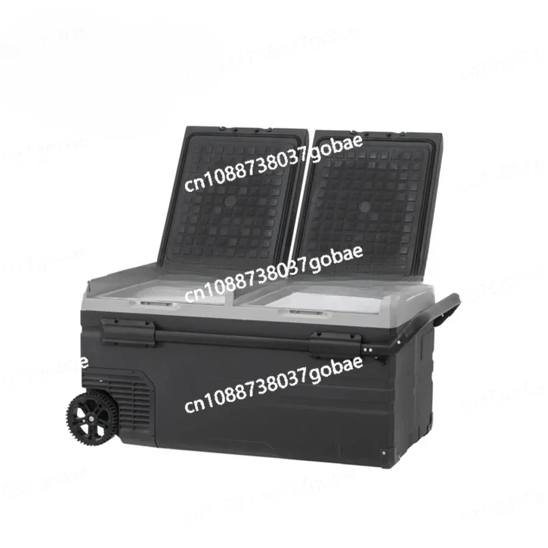 75L DUAL ZONE PORTABLE FRIDGE OR FREEZER WITH SOLARBOARD PLUS HANDLE WHEELS AND BATTERY