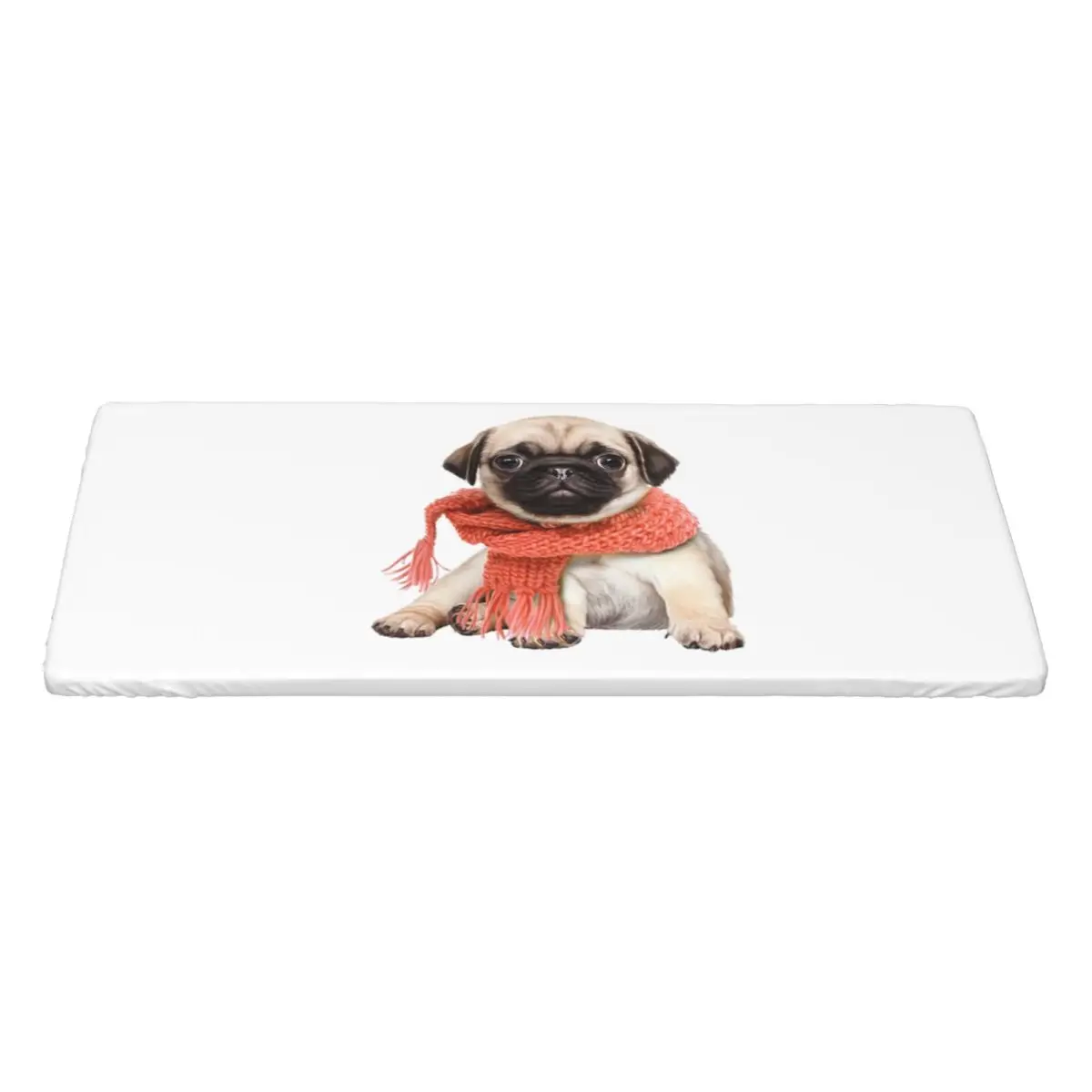 Winter Funny Fawn Pug Funny Dog Lover Custom Rectangular Tablecloth Oilproof Table Cover for Dining Events Table Cloth