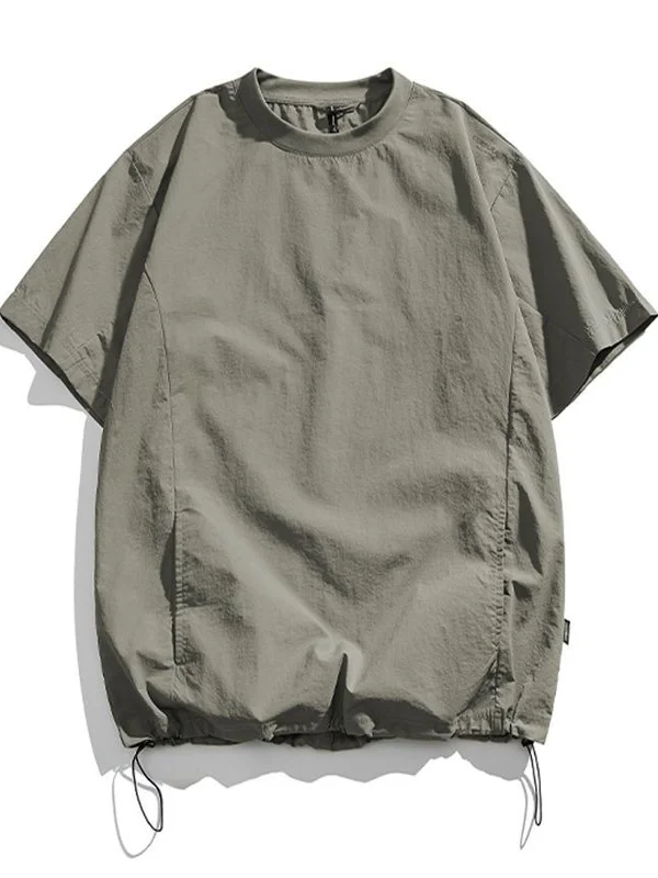 

Мужская летняя футболка свободного кроя большого размера с карманами, дышащая, быстросохнущая, тонкая, с коротким рукавом, для активного отдыха, из полиэфирного волокна