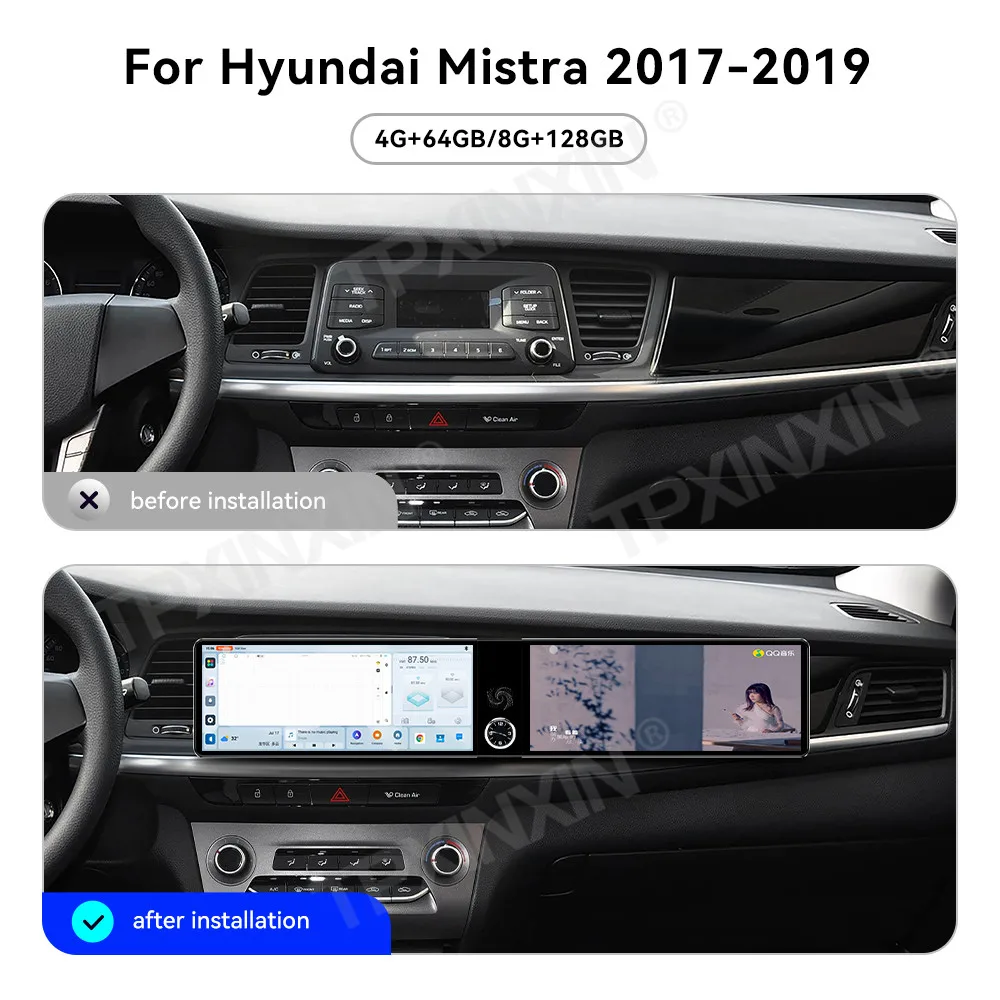 

12.3'' Двухэкранный автомобильный радиоприемник для Hyundai Mistra 2017 2018 2019, мультимедийный видеоплеер, стереосистема, GPS-навигация, CarPlay