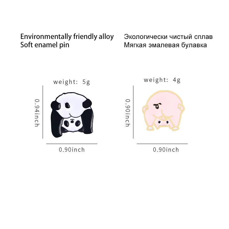 Cartoon Animal Enamel Pins Custom Chibi Pig And Panda Brooches Bag Badge Childlike Cartoon Jewelry Cute Gift for Kids