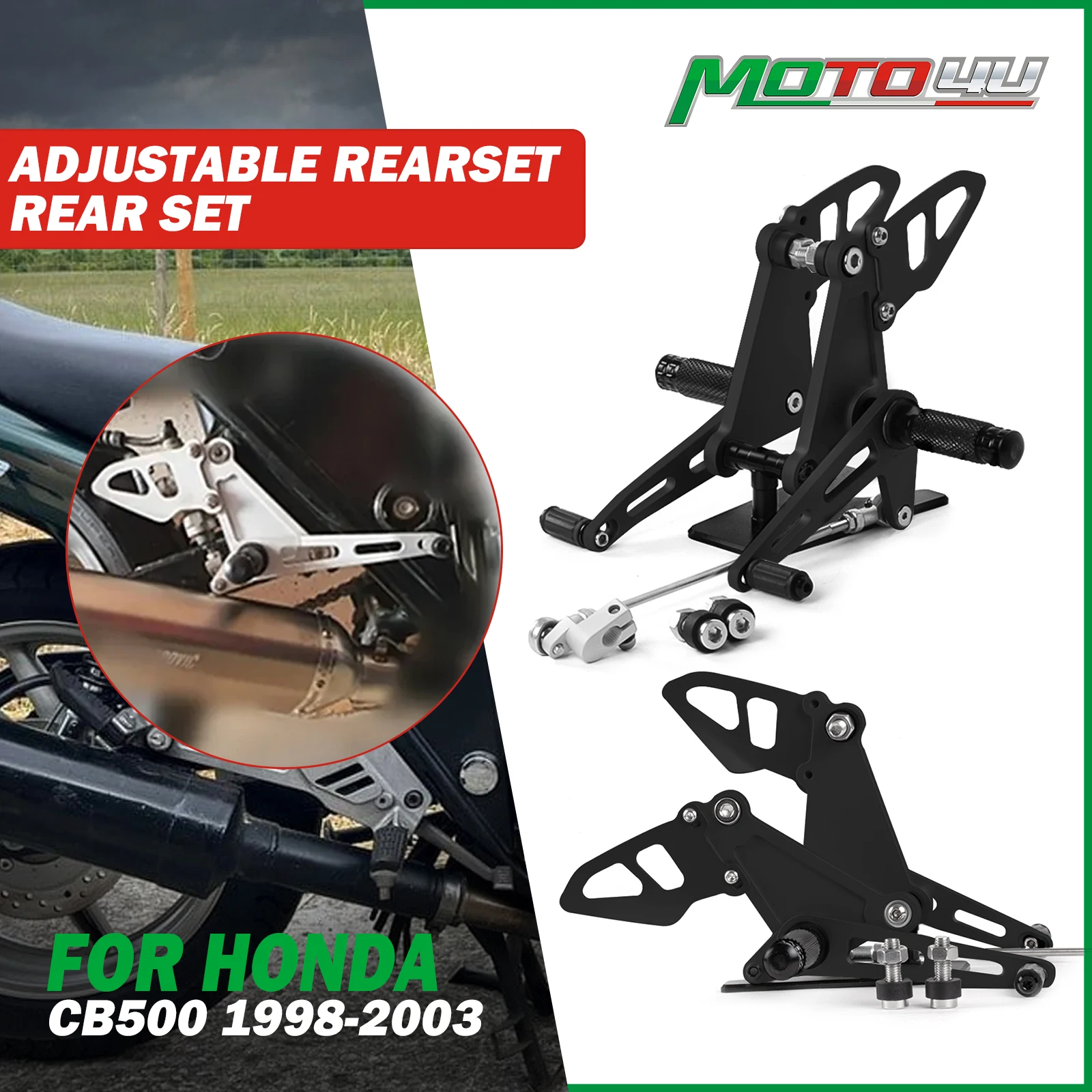 

Adjustable Rearset Rear Set Aluminum Motorcycle Footpegs Footrest For Honda CB500 CB 500 1998 1999 2000 2001 2002 2003