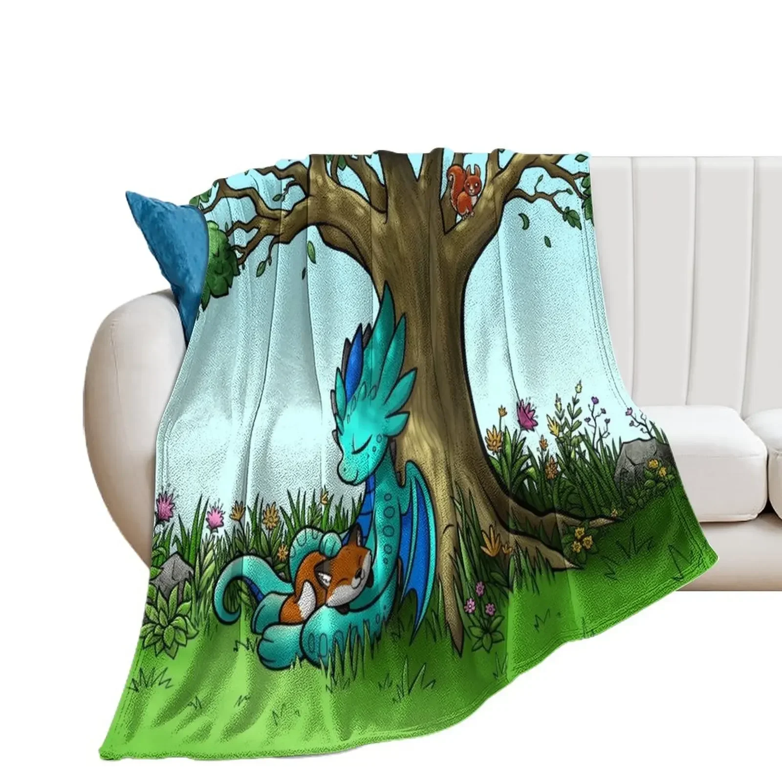 Kit & Biscuit 'Under a Tree' Throw Blanket anime Hairy Luxury Designer Blankets