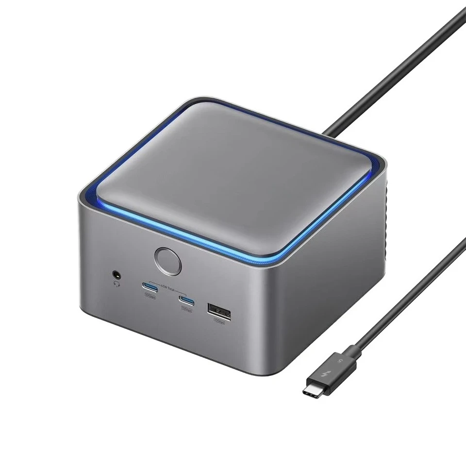 TB5 14-in-1 Thunderbolt 5 Docking Station 120Gbps Max Transfer 140W Max Charging Ambient LED Lighting Cooling System