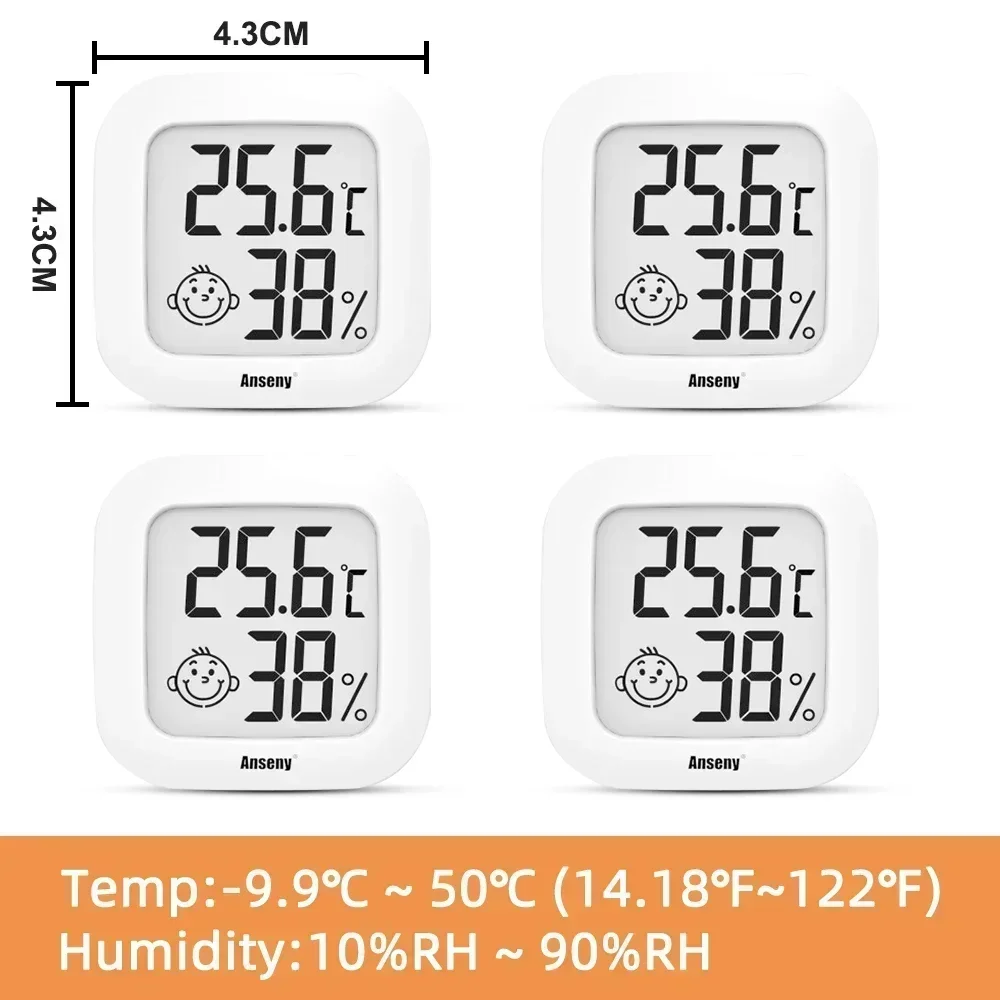 4 Pieces Mini Indoor Digital Thermometer Hygrometer Set Room Humidity Gauge Meter LCD Display Temperature Sensor