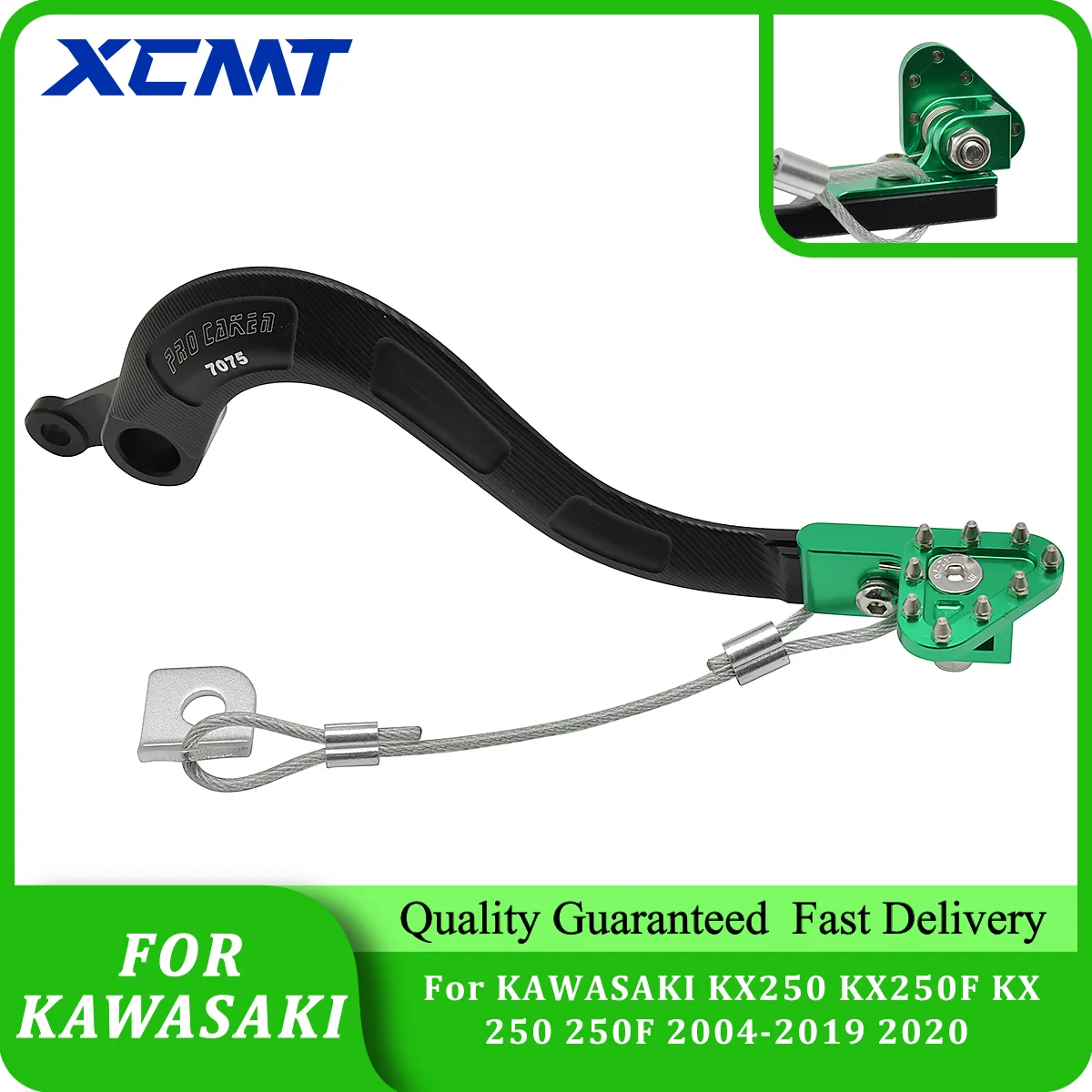 Motocross Green CNC Rear Foot Brake Lever Pedal For KAWASAKI KX250 KX250F KX 250 250F 2004-2019 2020 Enduro Dirt Pit Bike