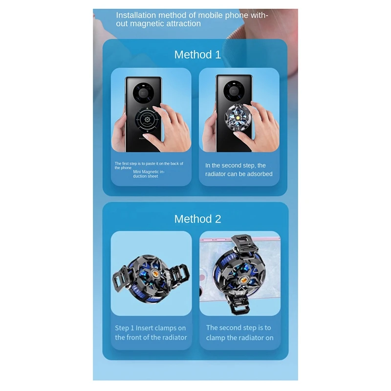 Magnetic Mobile Radiator Phone Cooler Silent Semiconductor Cooling Fan Cooler Magnetic/Back Clip 2-In-1 For Tablet/Phone image 3