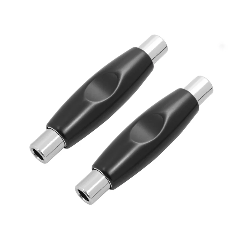 2Pcs 6.35mm 1/4Inch Female to 6.35mm 1/4Inch Female Socket Mono Audio Coupler Adapter Straight Through Converter,Black