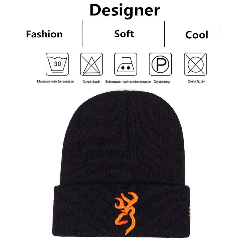 Unisex Personality Embroidery Beanies Autumn Winter Warm Hat Hip Caps for Women Men