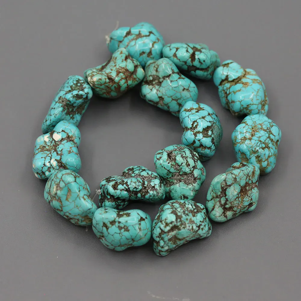 APDGG Natural Stone Freedom Blue Turquoise Nugget Loose Beads 15\