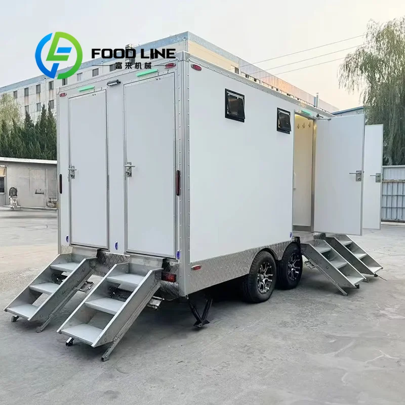 Four Person Portable Restroom Four Stall Compact Design For Outdoor Construction Site Park Beach Festival And Public Event Use