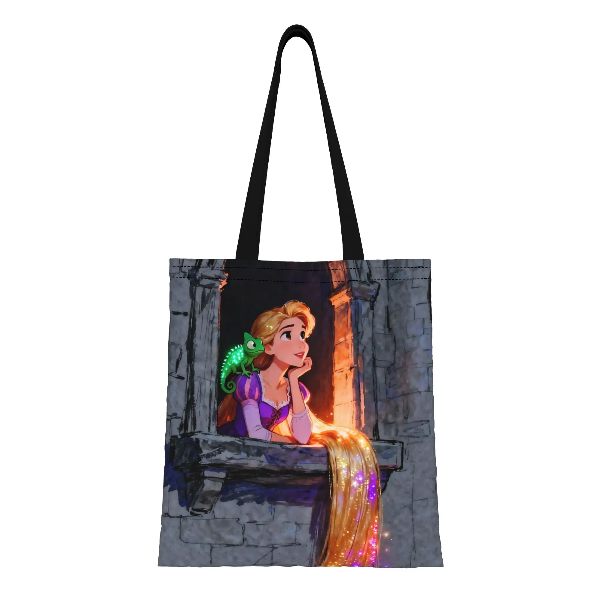 

1 шт. холщовая сумка-тоут с изображением принцессы Рапунцель из мультфильма Дисней, женская сумка через плечо