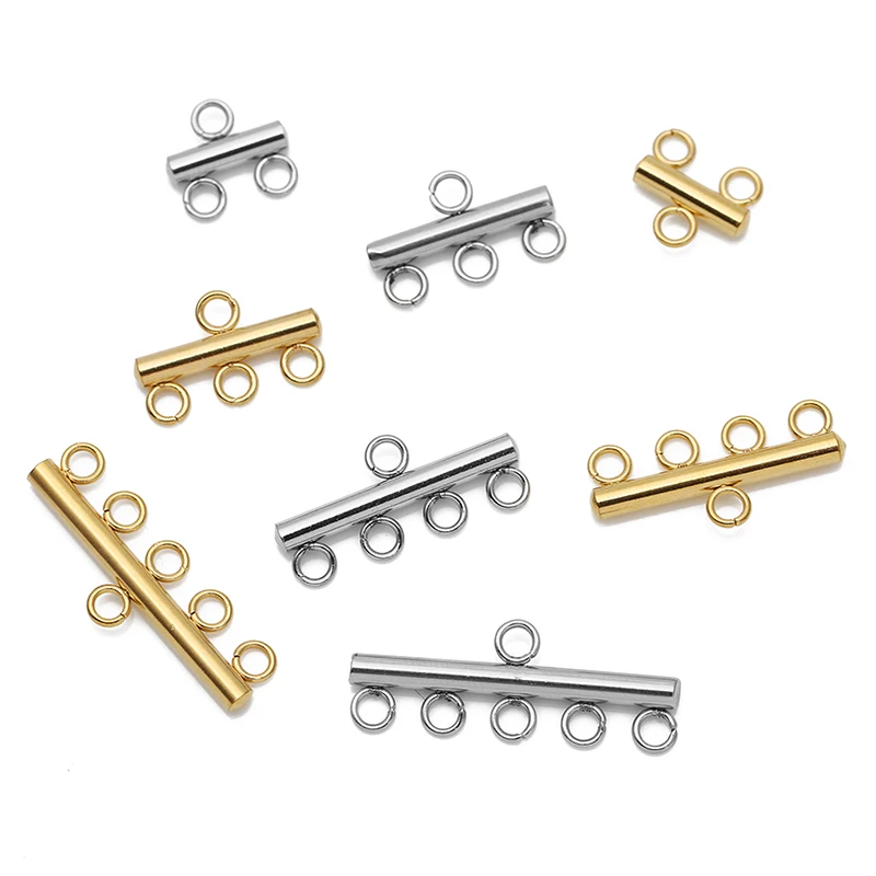 10pcs Stainless Steel Multi Strand Bracelet Necklace Layer Clasp Drop Earrings Chain Bails Connector DIY Jewelry Making Supplies