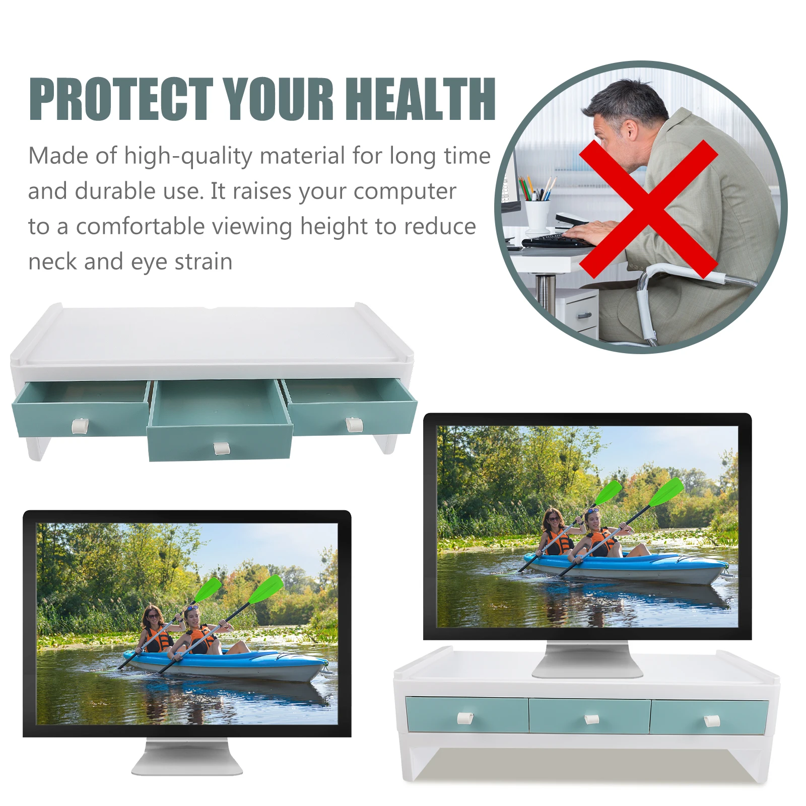 

Simple Style Plastic Monitor Stand Computer Heighten Rack Desktop Holder