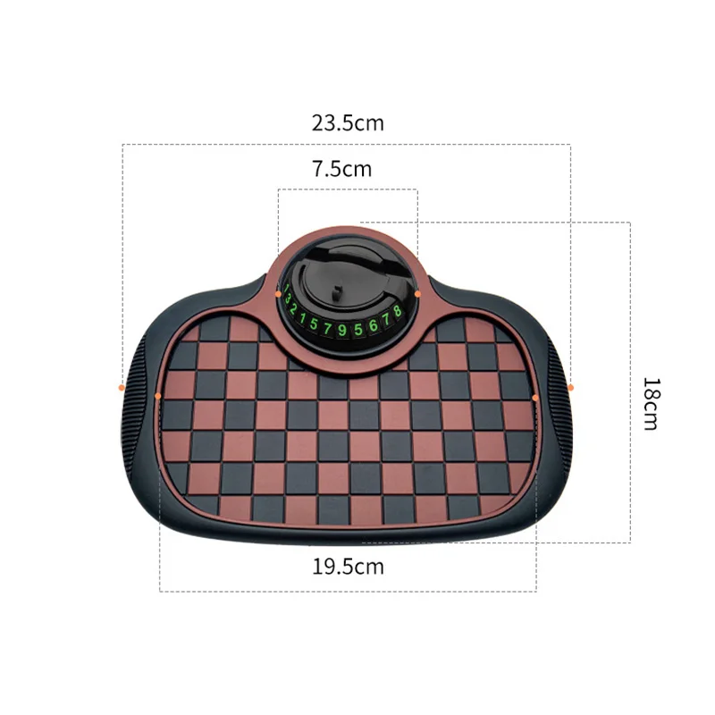 Car Dashboard Anti Slip Mat 360-Degree Rotation Dashboard Phone Holder with Hide Parking Number Plate Interior Accessories