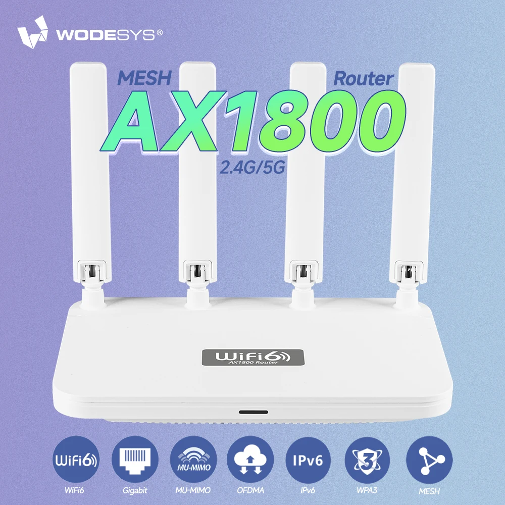 AX1800 WiFi6 Mesh Router 2.4GHz & 5.8GHz Dual Band Gigabit High Speed Wifi Router and Gateway Super Strong Signal Extended