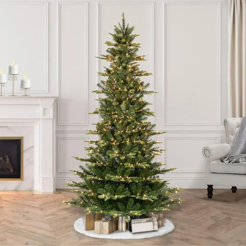 6.5-foot Pre Lit Slender Poplar Artificial Christmas Tree with 350 Transparent Lights