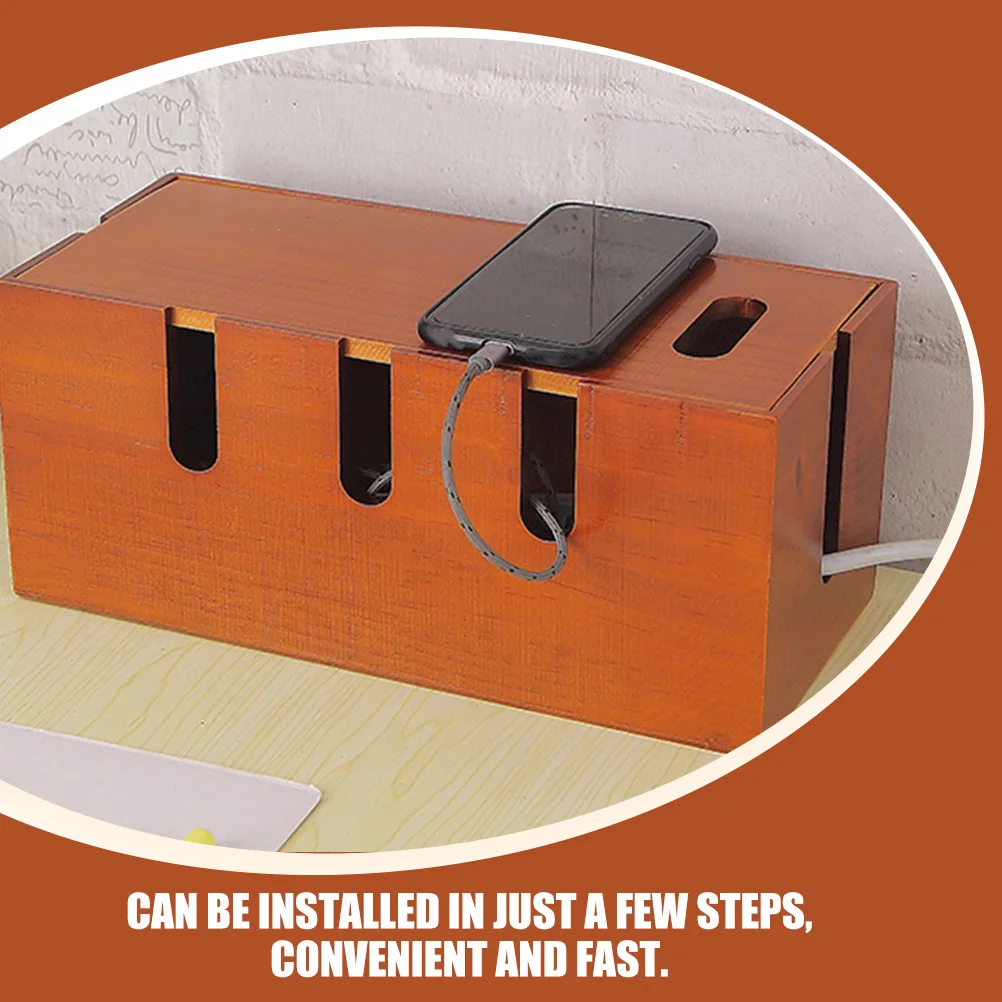 

Cable Management Box Large Wooden Cord Hider for Power Strip Cables Desktop Organization Solution Cable Management Box