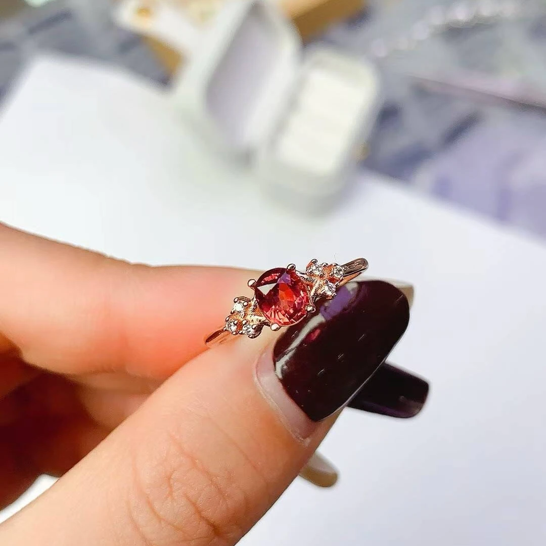KJJEAXCMY Jewelry Natural Women's red Tourmaline Ring S925 Silver Colorful and splendid Crystal pure fire flash explosion
