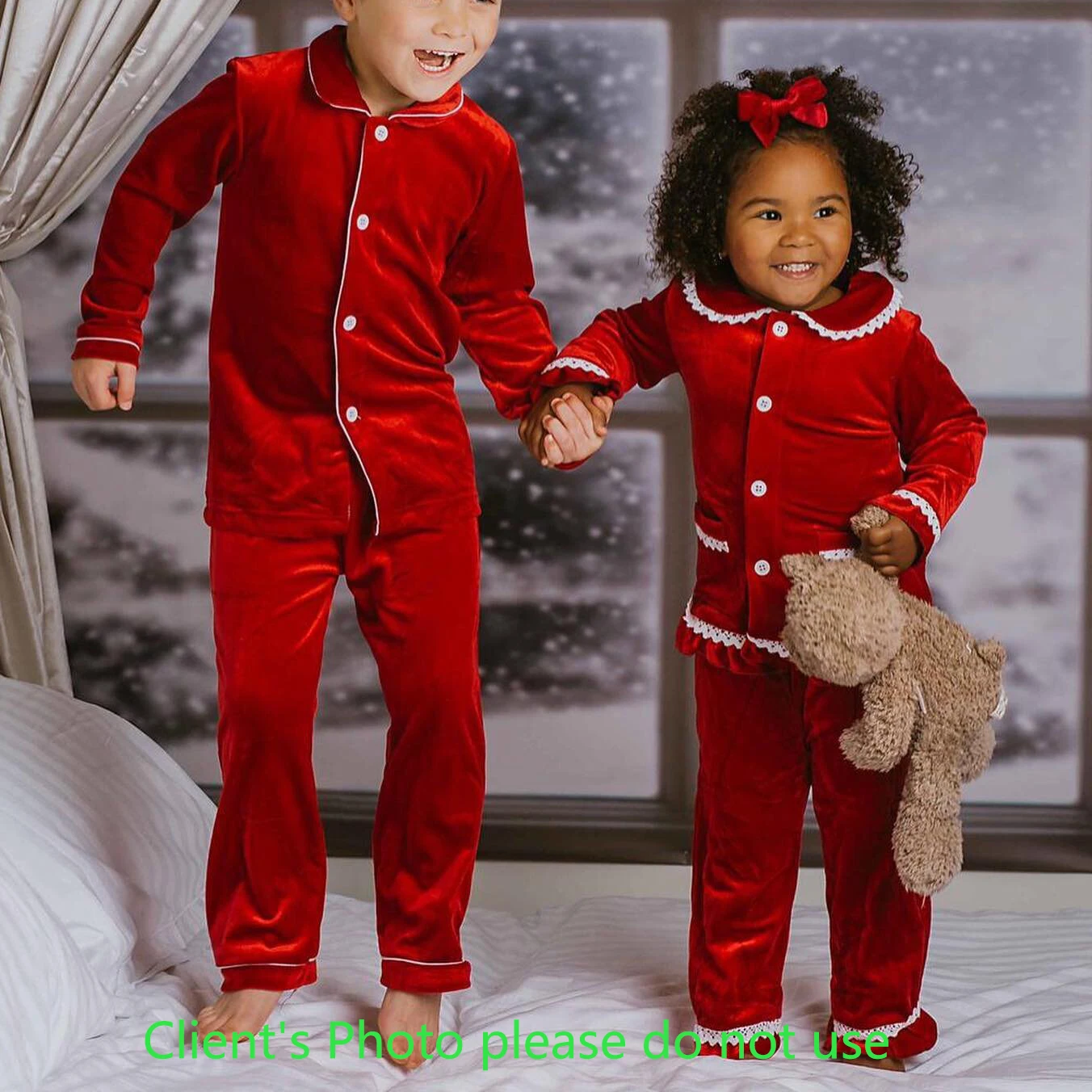 

Loungewear Family Christmas Pyjamas Sets for Women Men Xmas Red Velvet Kids Pjs Lady Sleepwear Pajamas Set Luxruy Adult Homewear