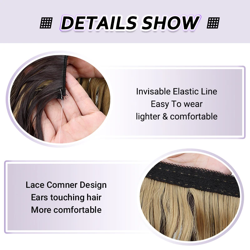 Long Synthetic Fishing Line Hair Extensions Elegant Water Wave Curly Styles for Women Lightweight fluffy-Looking Hairpiece image 2