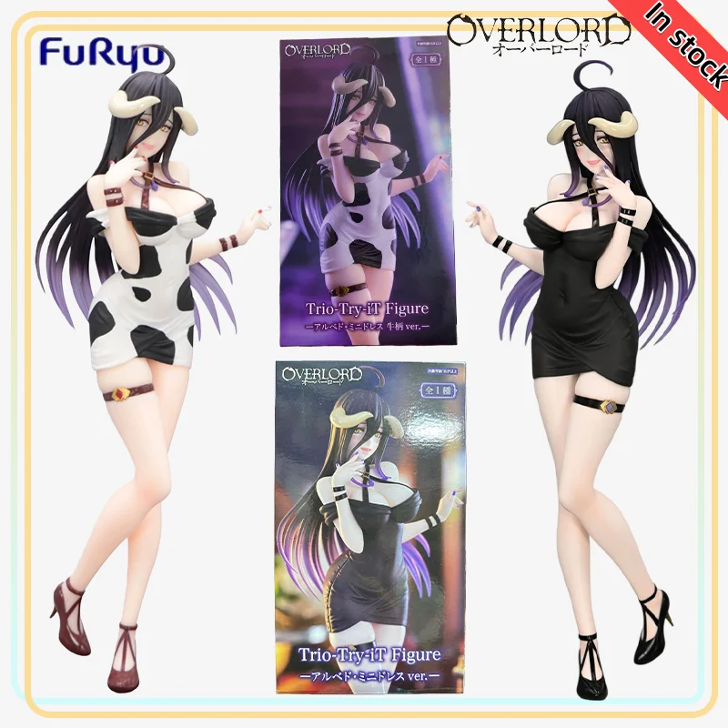 【100% 정품】재고 있음 푸류 오리지널 오버로드 - 알베도 트리오-트라이-iT 피규어 미니 드레스, 카우 프린트 버전 H=21CM 애니메이션 캐릭터
