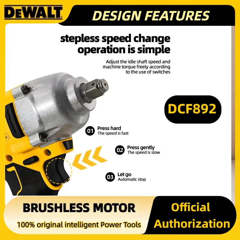 디월트 DCF892 자동차 수리 전동 공구 무선 임팩트 드라이버 고토크 3단 속도 1/2인치 브러시리스 전동 렌치 812N.m