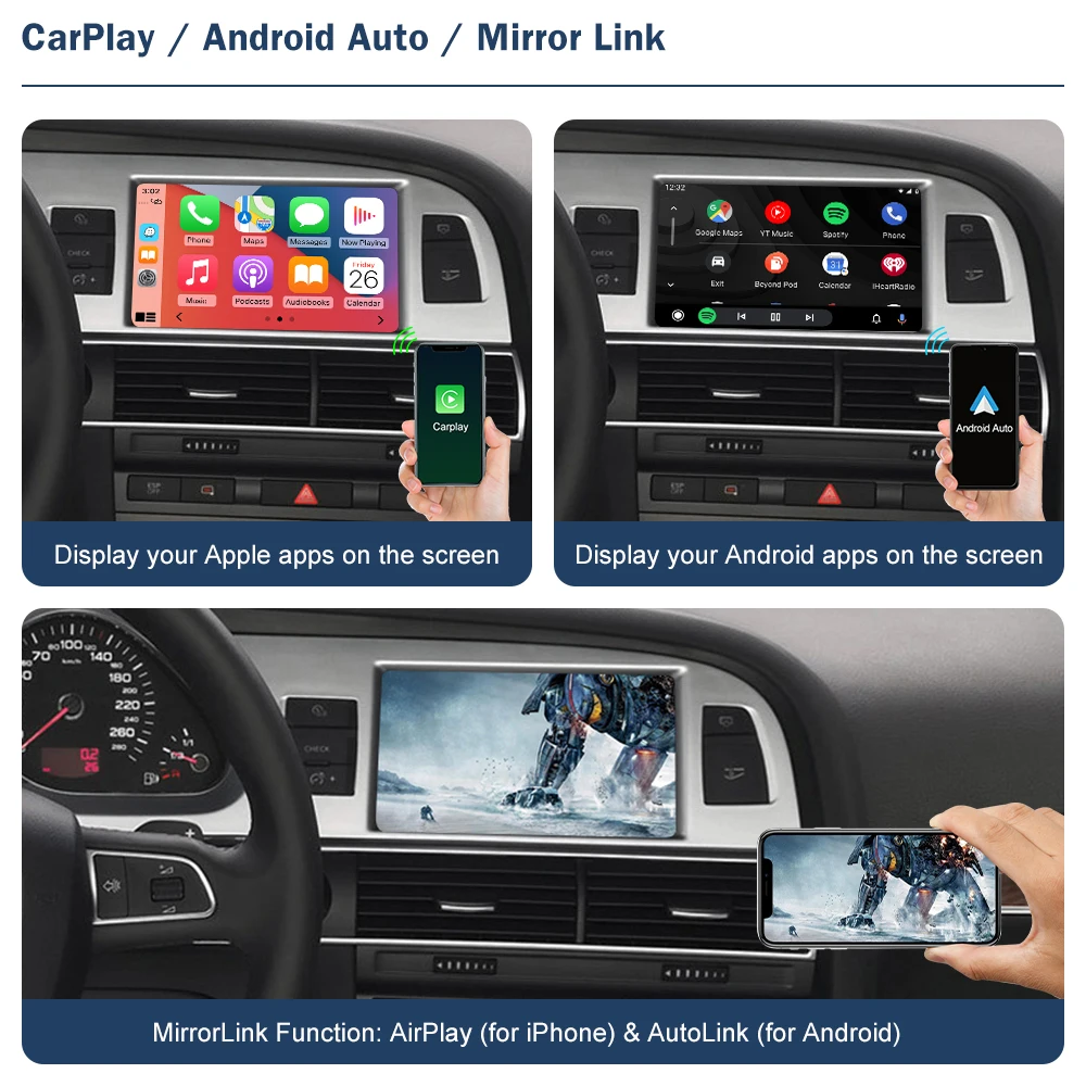 Wireless Android Auto Interface for Audi A6 C6 A7 C7 2010-2011 Q7 2010-2015 With CarPlay AirPlay Mirror Link Car Play