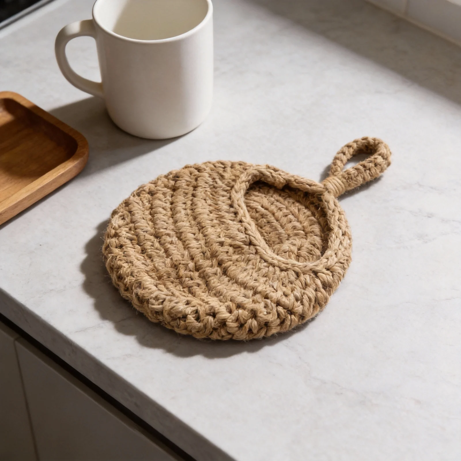 Handwoven Crocheted Storage Basket Functional Wall Mounted Organizer for Kitchen and Garden Items Eco Friendly Materials