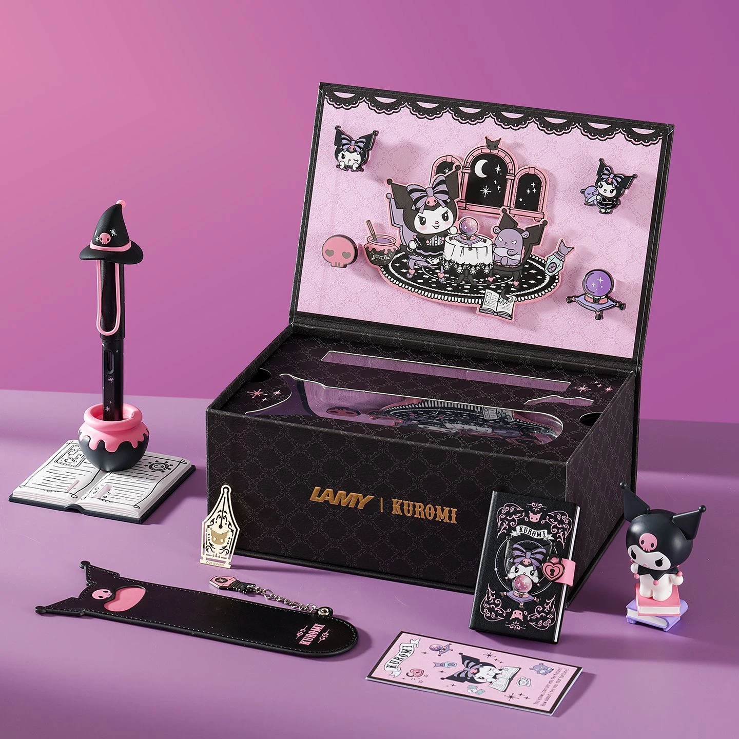 

Sanrio натуральная ручка Kuromi, высококачественная подарочная коробка, ручка Kawaii с героями мультфильмов Kuromi, студенческие канцелярские принадлежности, детский подарок на день рождения