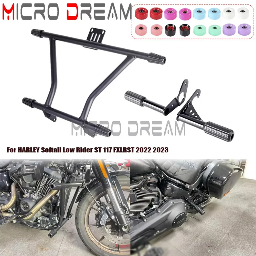 Front Rear Highway Peg High 2 Step Crash Bar Passenger Peg Frame Slider For HARLEY Softail Low Rider ST 117 FXLRST 2022 2023