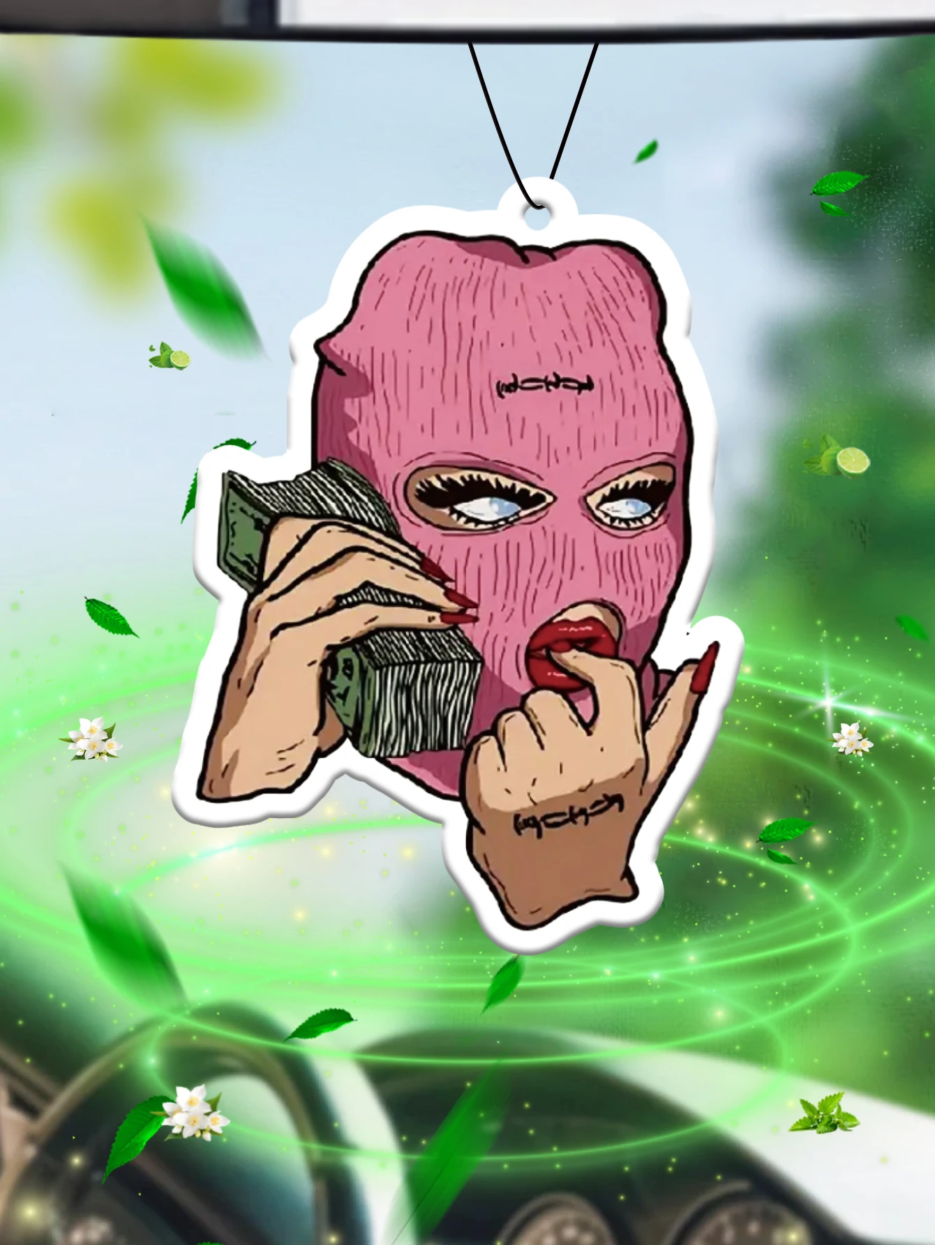 Pink Mask Beauty Berlin Girl Scent (Serie de Perfumes de Lujo, Fragancia Unisex para Auto y Ambientador No Tóxico) |     Aceites Esenciales Naturales y Tabletas Aromáticas (Noroili/Pomelo/Cedro) |     Tipo colgante y de doble propósito con clip de ventila