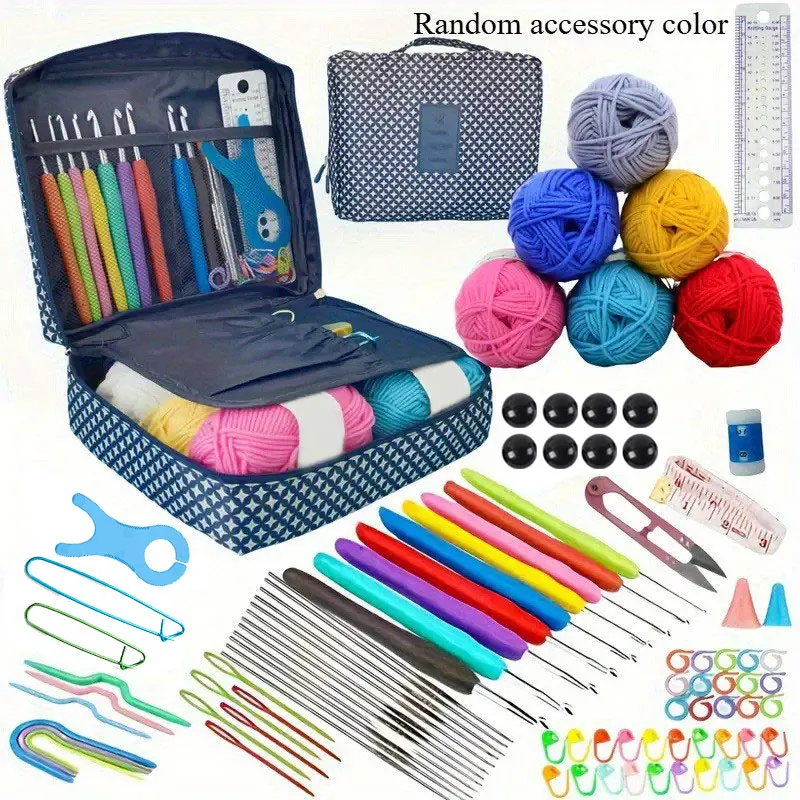 Häkelnadel-Set für Anfänger Strickset Garn-Häkelset, Garnset zum Häkeln, Häkelzubehör und -bedarf
