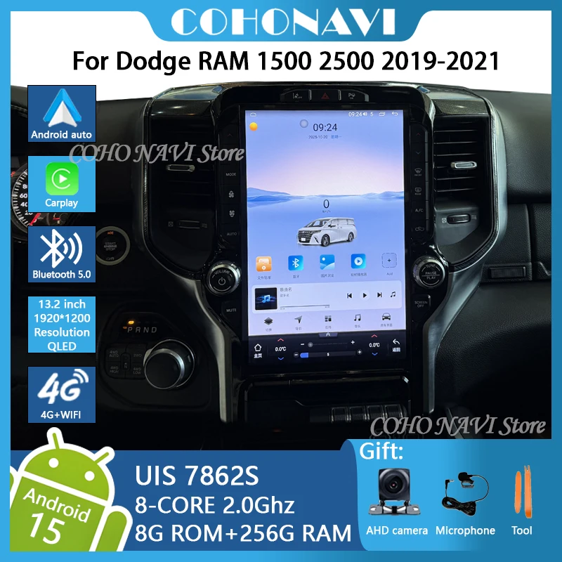 

For Dodge RAM1500 2500 2019-2021 1920*1200 Resolution UIS 7862S Octa-core 8+256GB Navigation CarPlay Car Radio Multimedia GPS