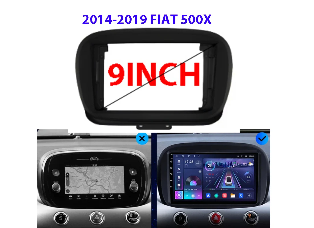 

9 Inch Car Frame Fascia Adapter Android Radio Audio Dash Fitting Panel Kit For Fiat 500X 2014-2019