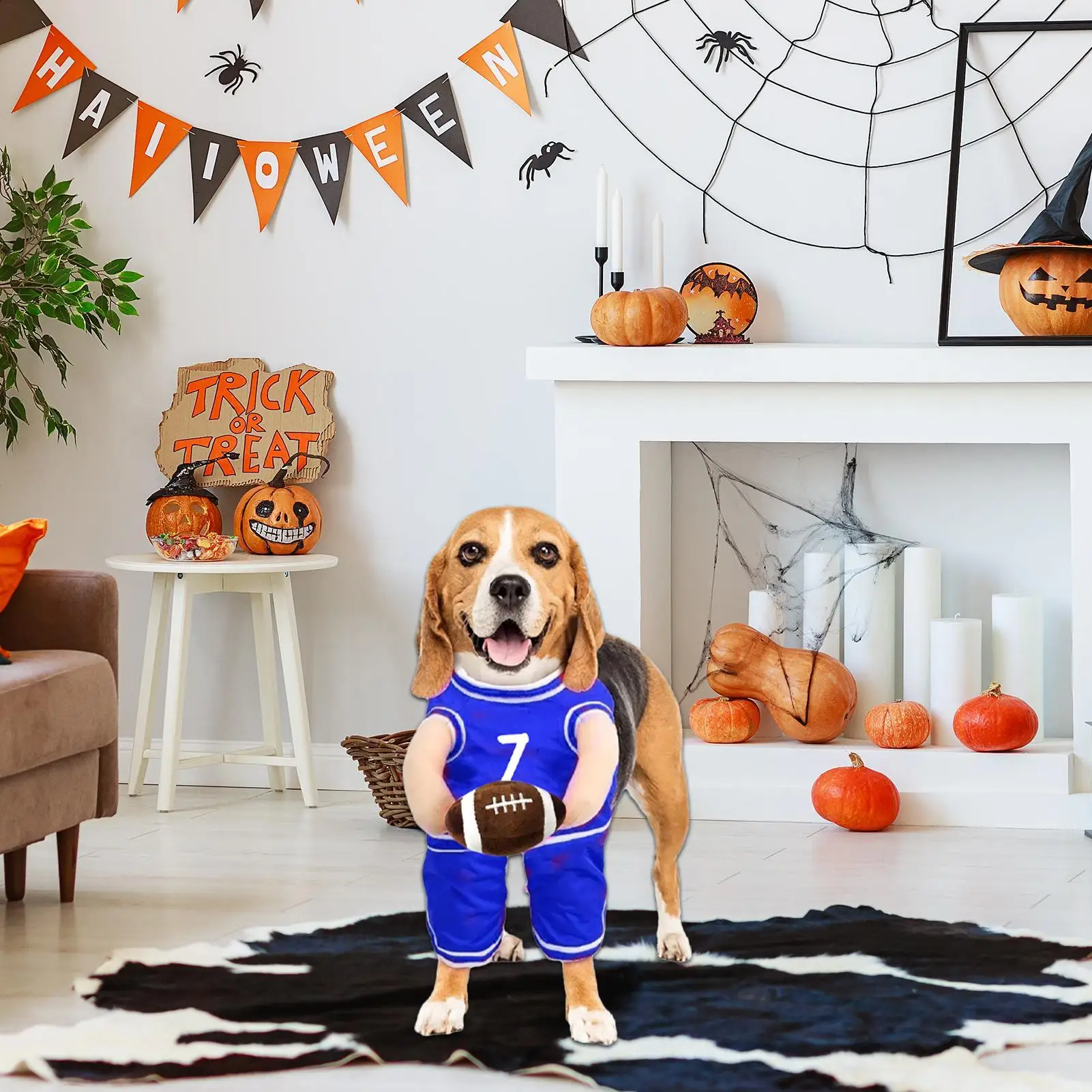 Disfraz de jugador de baloncesto para perros con pelota y tirantes ajustables. Divertido jersey de baloncesto para cachorros y mascotas, con pelota. Disfraz de perro para Halloween.