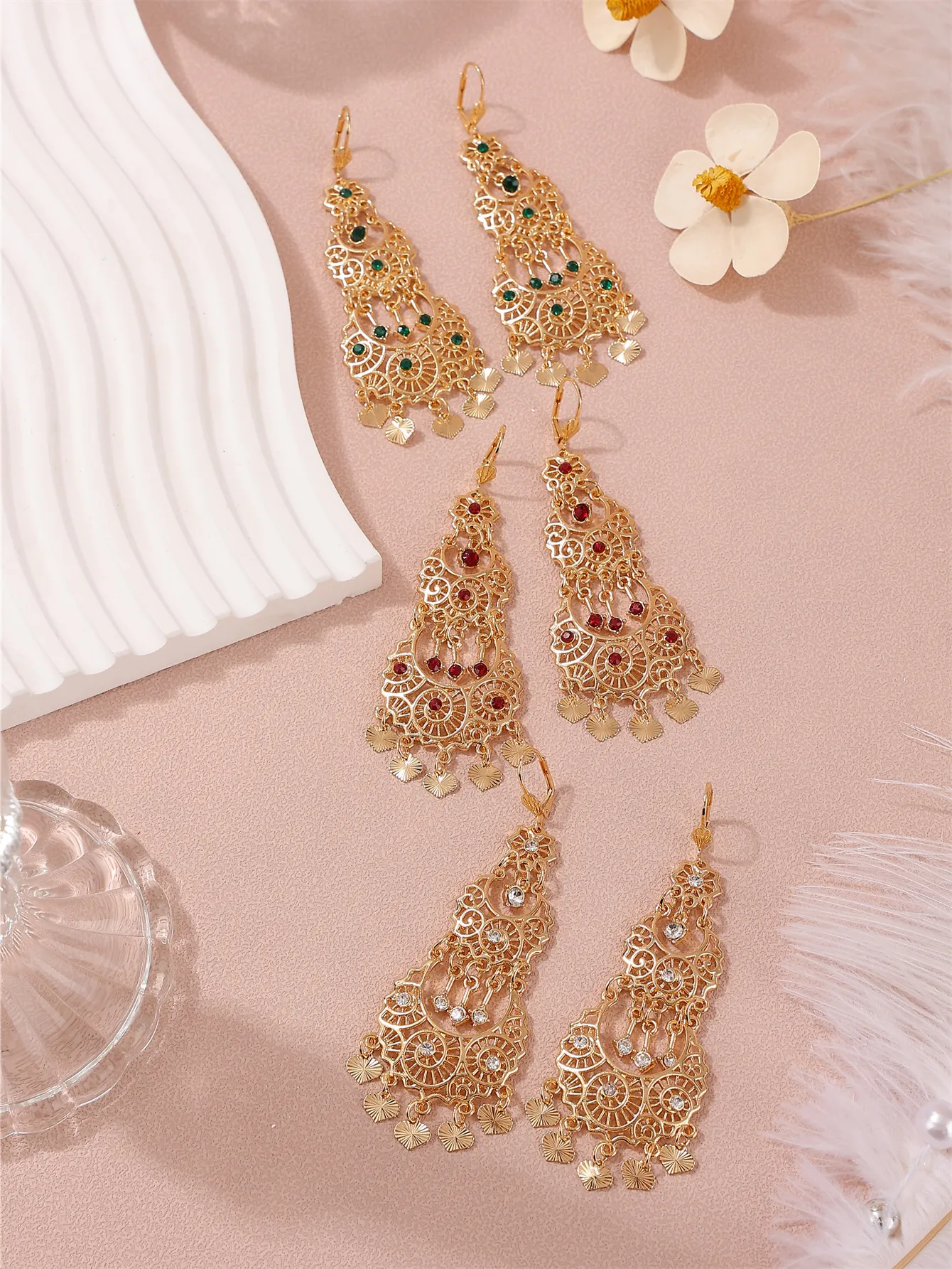 Multi-Layer Exquisite Tassel Palace Style Moroccan Women's Earrings Bridal Wedding Party Festival Accessory