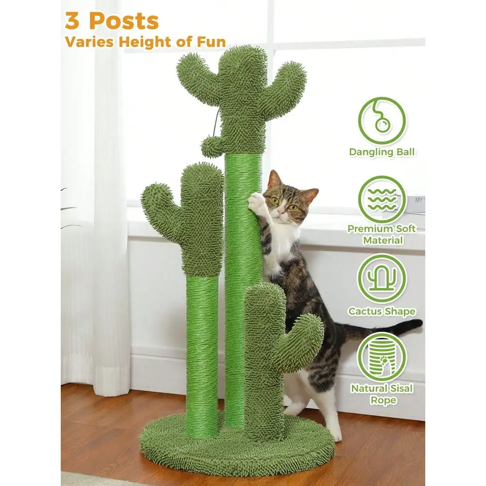 

Cactus Cat ching Post With Natural Sisal Ropes, Interactive Ball, Cat cher For Cats And Kittens Green