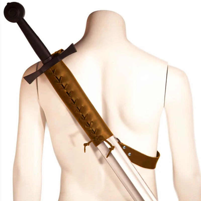 Medieval PU Leather Sword Sheath Scabbard Holder Viking Knight Pirate Cosplay Costume Shoulder Back Longsword Holster Frog LARP view 4