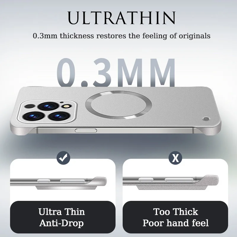 เคสแม่เหล็กแบบบางเฉียบเคลือบสีด้านโลหะสำหรับ Magsafe iPhone 17 Air 17 16 15 14 13 12 Pro Max Plus แบบไร้ขอบ