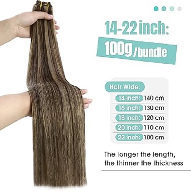 YoungSee Weft Hair Extensions Invisible Weft  Remy Hair Bundles Pure and Highlight Color For Women