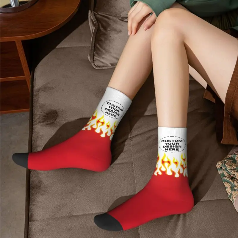 Personalize Custom Your Design Dress Socks for Men Women Warm Fashion Customized Logo Text Print Crew Socks