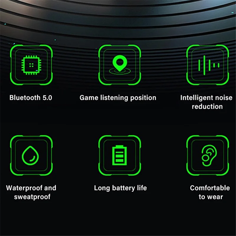 سماعات بلوتوث لاسلكية للألعاب مزودة بخاصية إلغاء الضوضاء وإطالة الضوضاء وعمر بطارية طويل للغاية سماعات أذن داخلية iOS وAndroid Universal