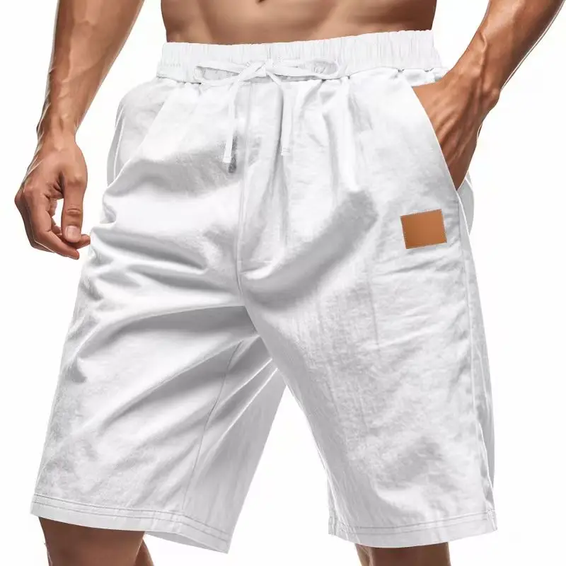 2024 Running New Men's Cotton Linen Shorts Pants Male Summer Breathable Solid Color Linen Trousers Fitness Streetwear S-4XL