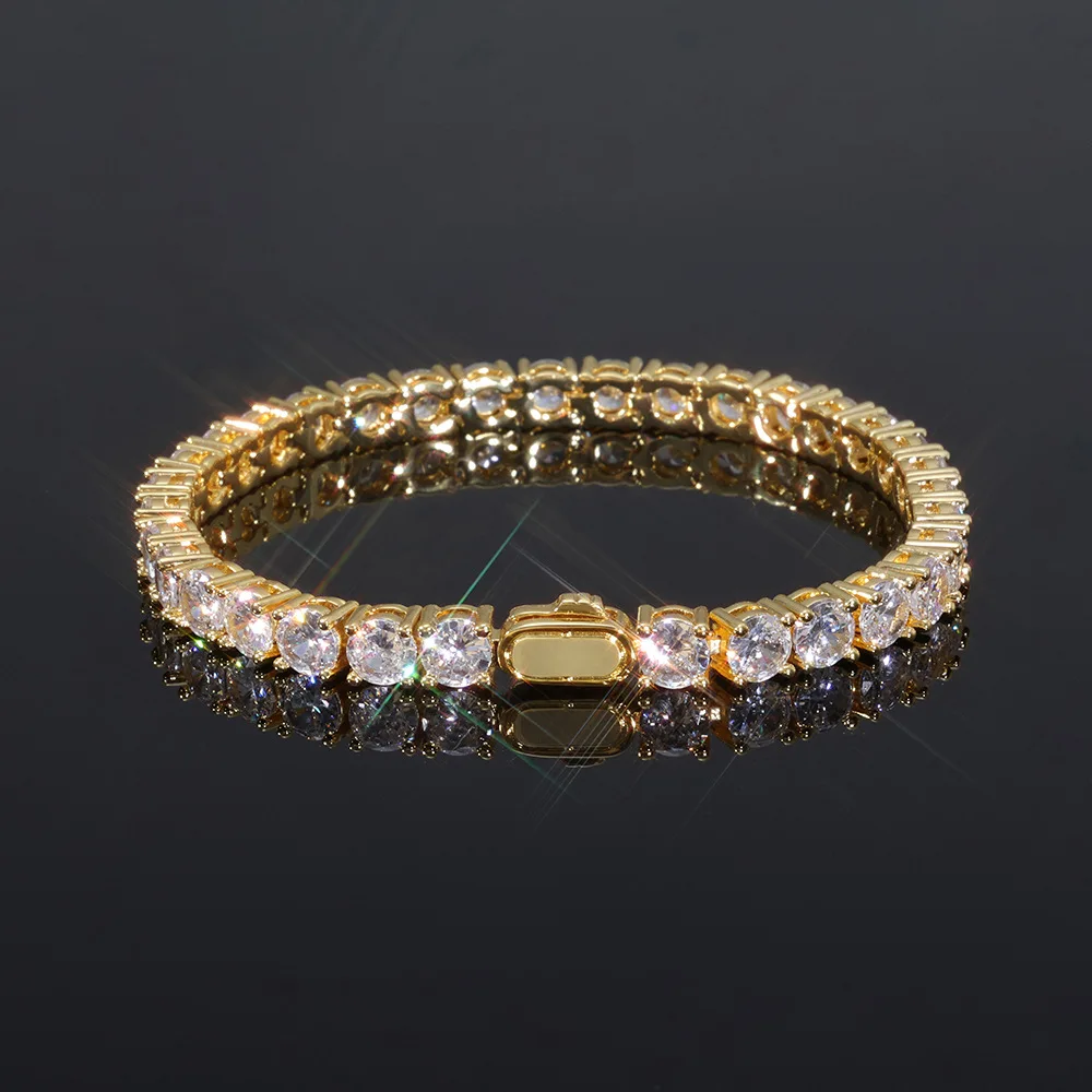 3-4-5mm Full Moissanite Diamond Tennis Chains Bracelet s925 Silver All Moissanite Hand Chain Plate 18k Gold Fine Jewellery GRA
