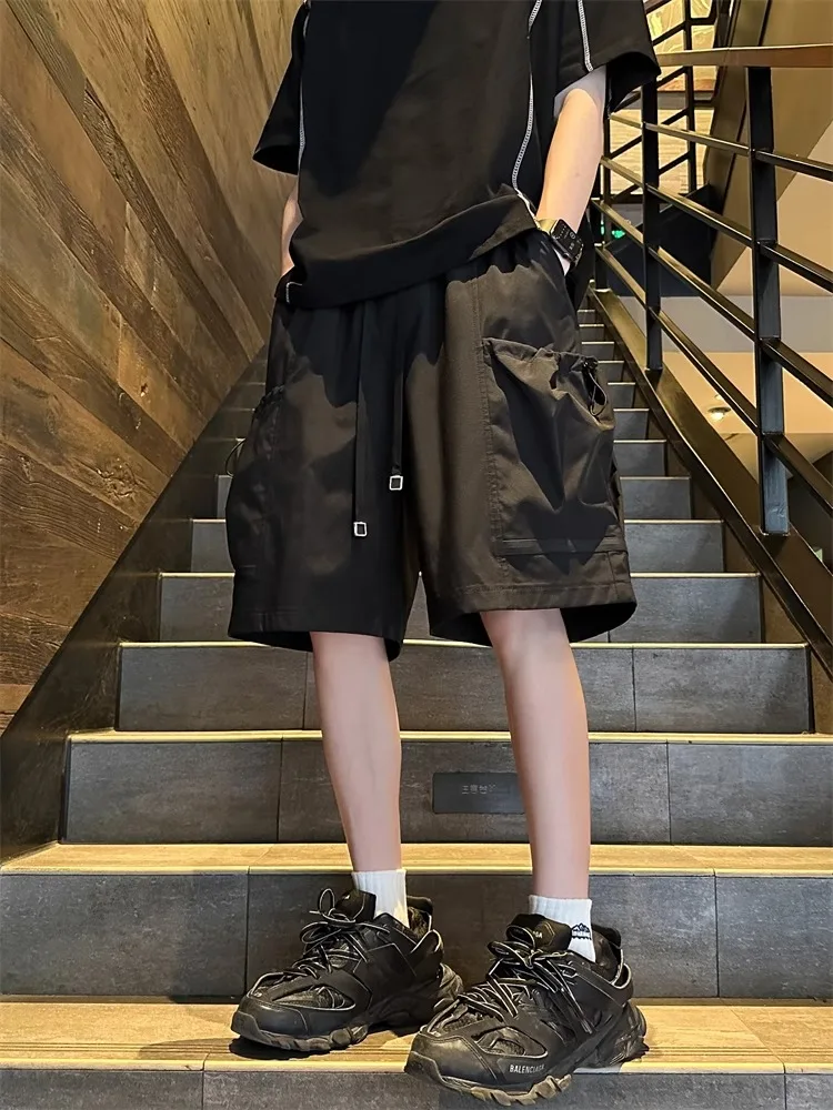 

Мужские спортивные брюки American Sle свободного кроя, черные, быстросохнущие, летние, повседневные, универсальные, длиной до колена