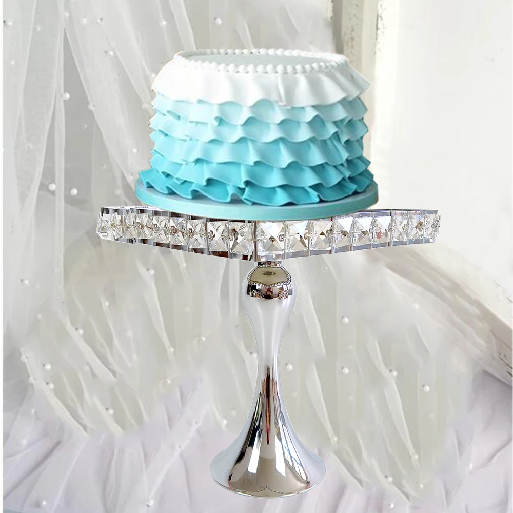 1-3Pcs/lot Silver&Gold Metal Dessert Table Display Square style Crystal Fruit Candy Donut Plate Serving Tray Platter foe party