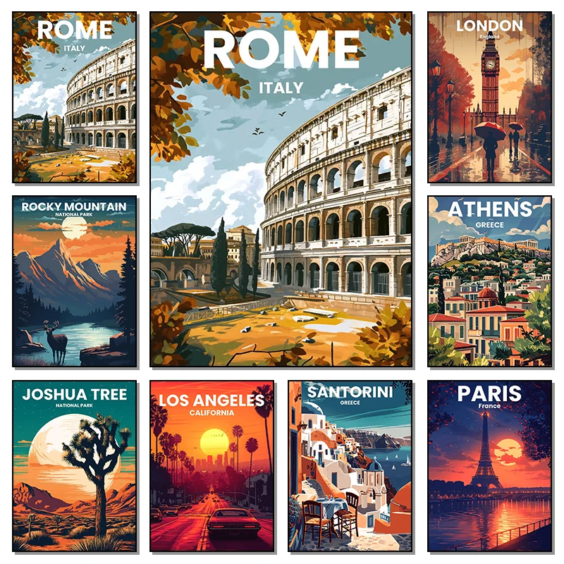 Home Decor London - Nordic Vintage Travel Cities Poster London